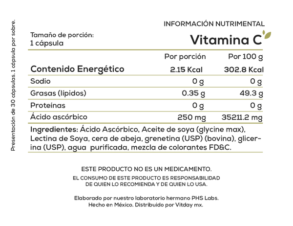 Vitamina C 30 cápsulas